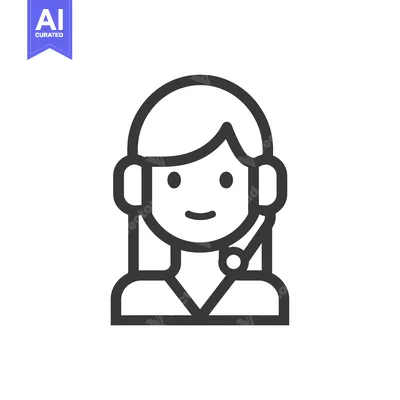 Premium design asset: Line Art Illustration of a Woman Wearing a Headset