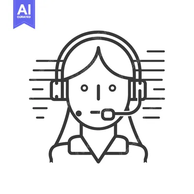 Aset premium populer: Line Art Illustration of a Woman Wearing a Headset