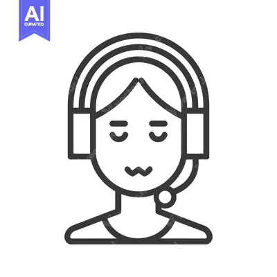 Aset premium populer: Line art illustration of a woman wearing a headset