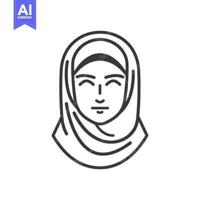 Aset premium populer: Line Art Illustration of a Woman Wearing a Hijab