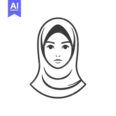 Premium design asset: Line Art Illustration of a Woman Wearing a Hijab