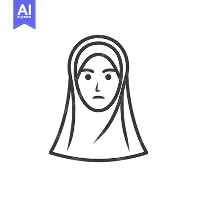 Aset premium populer: Line Art Illustration of a Woman Wearing a Hijab