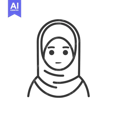 Aset premium populer: Line Art Illustration of a Woman Wearing a Hijab