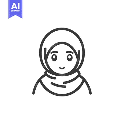 Aset premium populer: Line Art Illustration of a Woman Wearing a Hijab