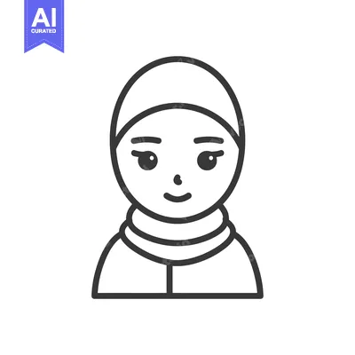 Aset premium populer: Line Art Illustration of a Woman Wearing a Hijab