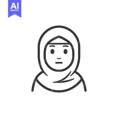 Premium design asset: Line Art Illustration of a Woman Wearing a Hijab