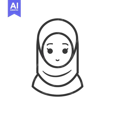 Premium design asset: Line Art Illustration of a Woman Wearing a Hijab