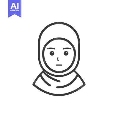 Premium design asset: Line art illustration of a woman wearing a hijab