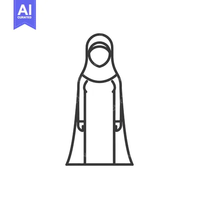 Aset premium populer: Line art illustration of a woman wearing a hijab