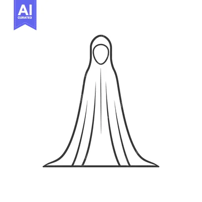 Line Art Illustration of a Woman Wearing a Hijab