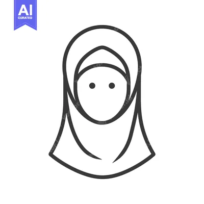 Aset desain premium: Line art illustration of a woman wearing a hijab