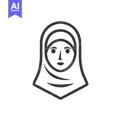 Aset premium populer: Line art illustration of a woman wearing a hijab