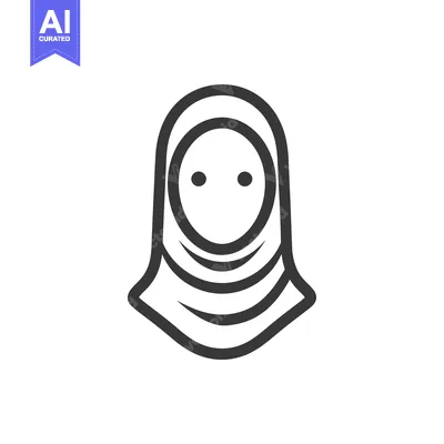Aset premium populer: Line Art Illustration of a Woman Wearing a Hijab