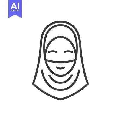 Line Art Illustration of a Woman Wearing a Hijab