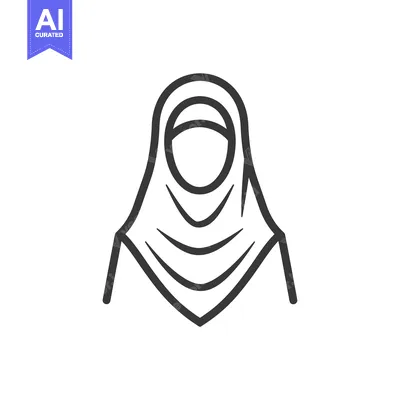 Aset premium populer: Line Art Illustration of a Woman Wearing a Hijab