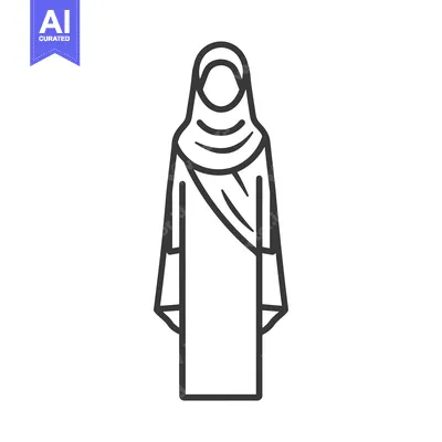 Aset premium populer: Line art illustration of a woman wearing a hijab