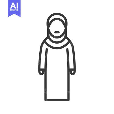 Line art illustration of a woman wearing a hijab
