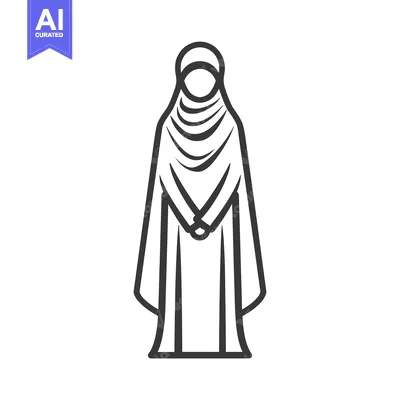 Popular premium asset: Line art illustration of a woman wearing a hijab