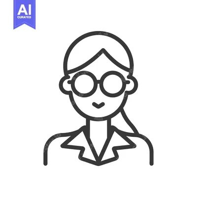 Aset premium populer: Line Art Illustration of a Woman Wearing Glasses