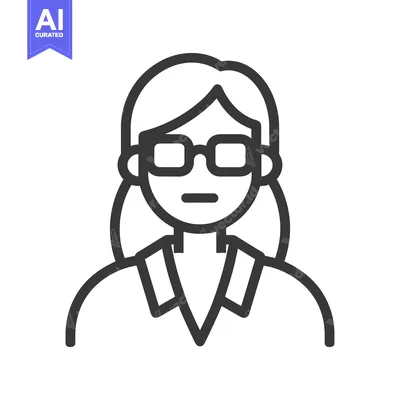 Aset desain premium: Line art illustration of a woman wearing glasses