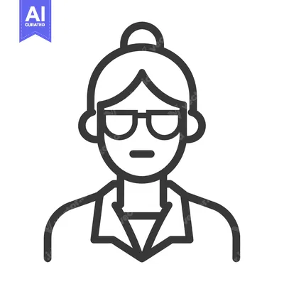 Aset desain premium: Line Art Illustration of a Woman Wearing Glasses