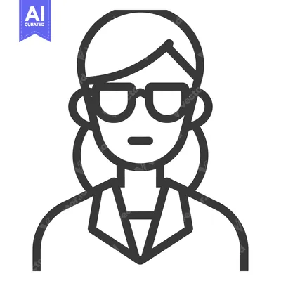 Aset premium populer: Line art illustration of a woman wearing glasses