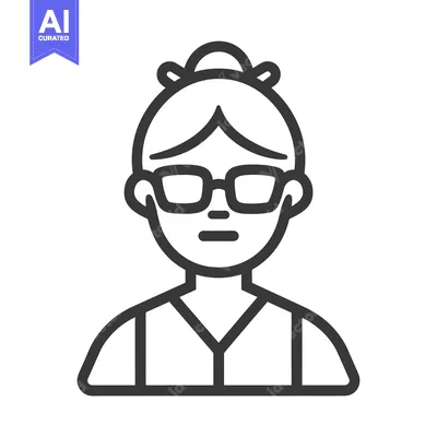 Premium design asset: Line Art Illustration of a Woman Wearing Glasses