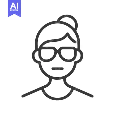 Aset desain premium: Line art illustration of a woman wearing glasses