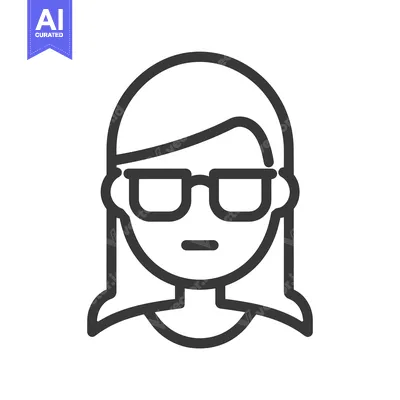 Popular premium asset: Line art illustration of a woman wearing glasses