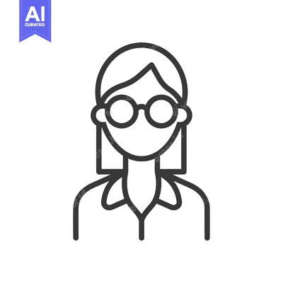 Aset premium populer: Line Art Illustration of a Woman Wearing Glasses