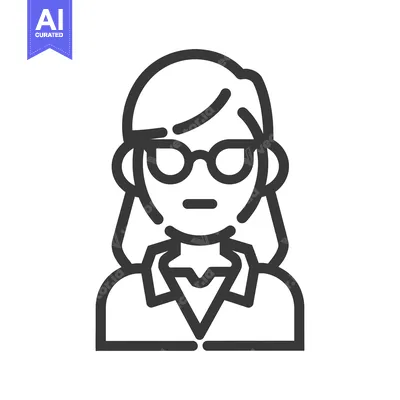 Aset premium populer: Line Art Illustration of a Woman Wearing Glasses