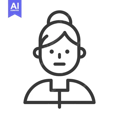 Aset desain premium: Line Art Illustration of a Woman with a Bun