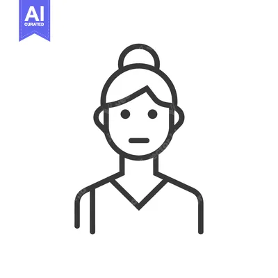Aset desain premium: Line art illustration of a woman with a bun hairstyle