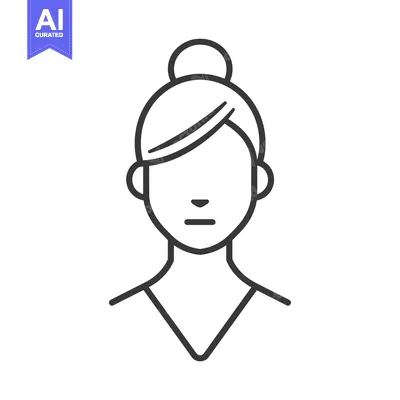 Aset desain premium: Line Art Illustration of a Woman with a Bun Hairstyle