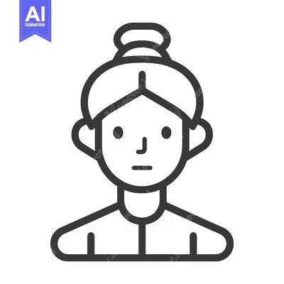 Premium design asset: Line art illustration of a woman with a bun hairstyle