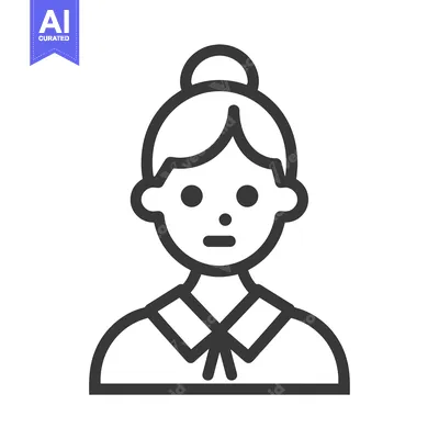 Aset desain premium: Line art illustration of a woman with a bun hairstyle