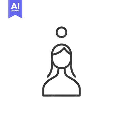 Aset desain premium: Line Art Illustration of a Woman with a Circle Above Her Head