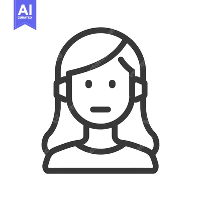 Line Art Illustration of a Woman with a Neutral Facial Expression