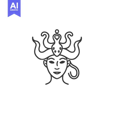 Popular premium asset: Line Art Illustration of a Woman with an Octopus on Her Head