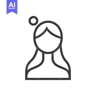 Aset desain premium: Line Art Illustration of a Woman with a Thought Bubble Above Her Head