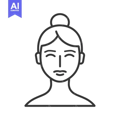 Aset desain premium: Line Art Illustration of a Woman with Closed Eyes