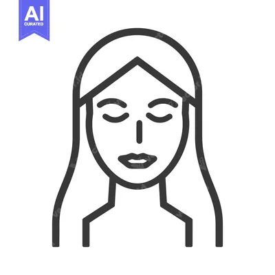 Aset premium populer: Line Art Illustration of a Woman with Closed Eyes