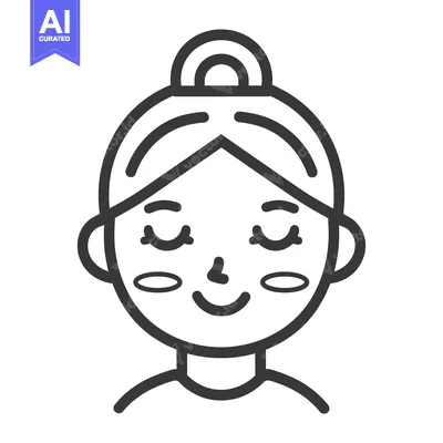 Aset premium populer: Line art illustration of a woman with closed eyes and a smile