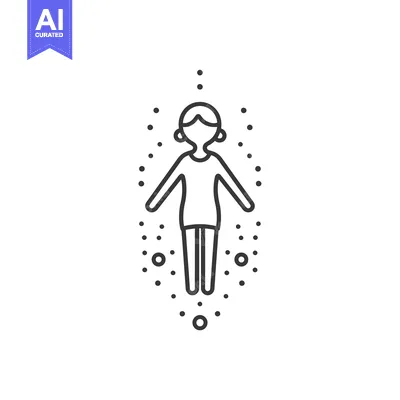 Aset desain premium: Line art illustration of a woman with dots around her