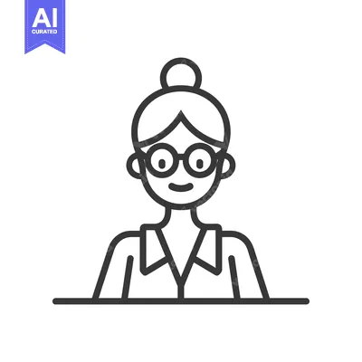 Aset premium populer: Line Art Illustration of a Woman with Glasses and a Bun