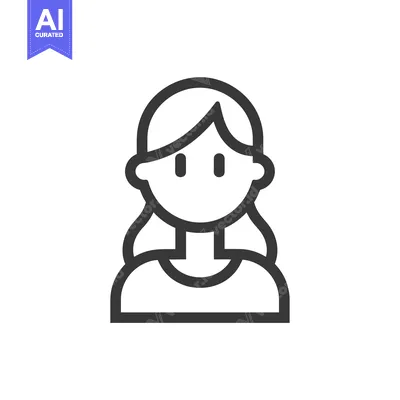 Aset desain premium: Line art illustration of a woman with long hair
