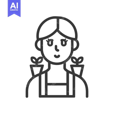 Aset desain premium: Line Art Illustration of a Woman with Plants