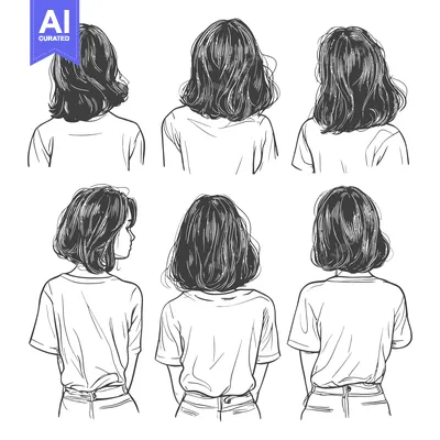 Aset premium populer: Line Art Illustration of a Woman with Short Wavy Hair