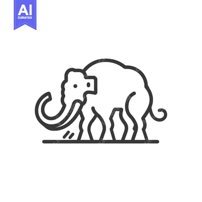 Aset desain premium: Line Art Illustration of a Woolly Mammoth