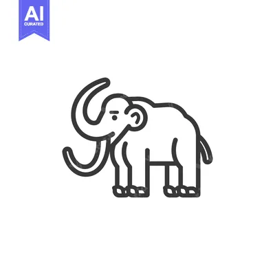 Aset premium populer: Line Art Illustration of a Woolly Mammoth
